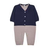 Baby Boy - Marvin Cotton V-neck Cardigan and Round Neck Romper Set