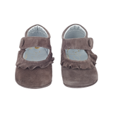 Demi Baby Girl – 100% Suede Crawling Shoes with Frill Detail & Velcro Strap