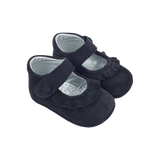 Demi Baby Girl – 100% Suede Crawling Shoes with Frill Detail & Velcro Strap