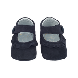 Demi Baby Girl – 100% Suede Crawling Shoes with Frill Detail & Velcro Strap