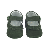 Demi Baby Girl – 100% Suede Crawling Shoes with Frill Detail & Velcro Strap