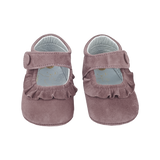 Demi Baby Girl – 100% Suede Crawling Shoes with Frill Detail & Velcro Strap