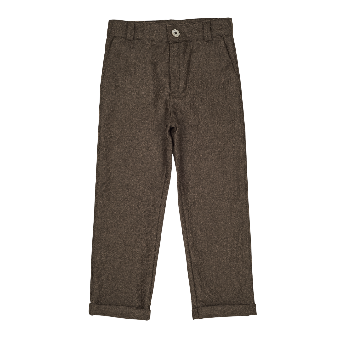 Boy - Ted 100% Wool Slim-Fit Trousers with Turn-Ups