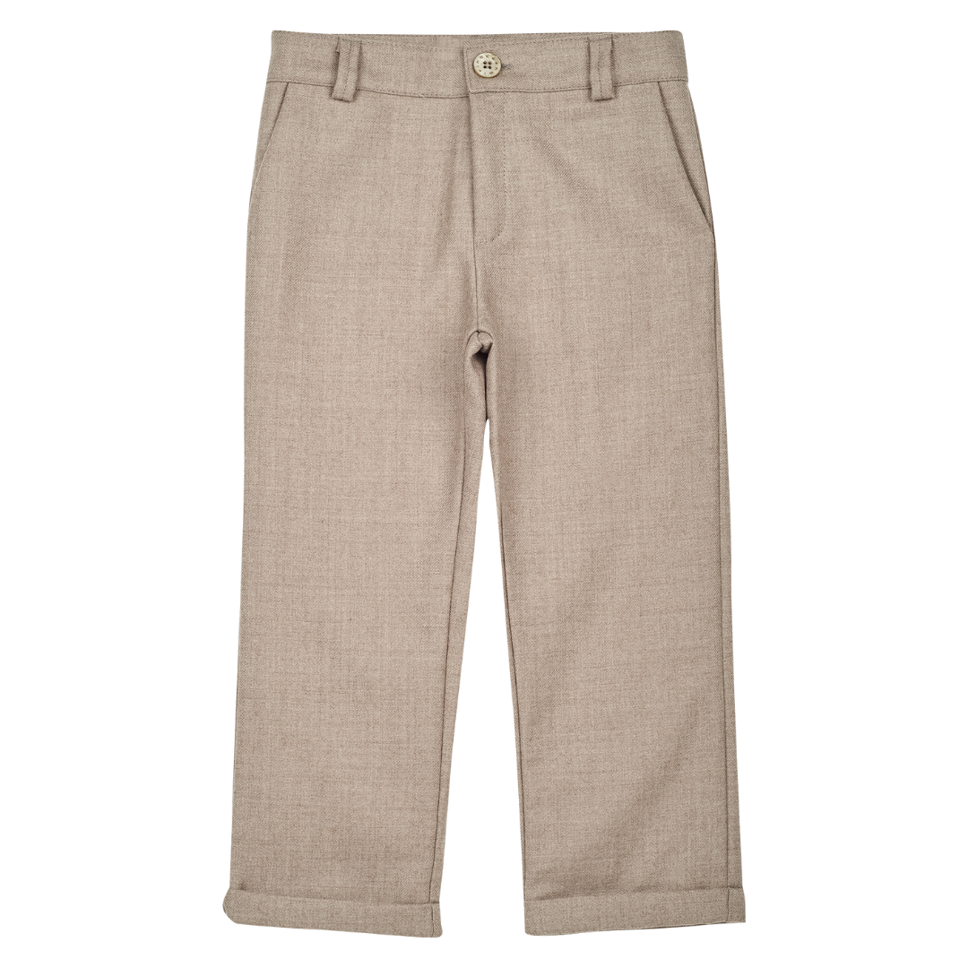 Boy - Ted 100% Wool Slim-Fit Trousers with Turn-Ups