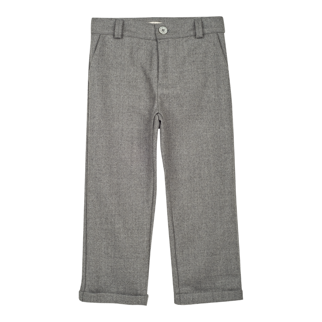 Boy - Ted 100% Wool Slim-Fit Trousers with Turn-Ups