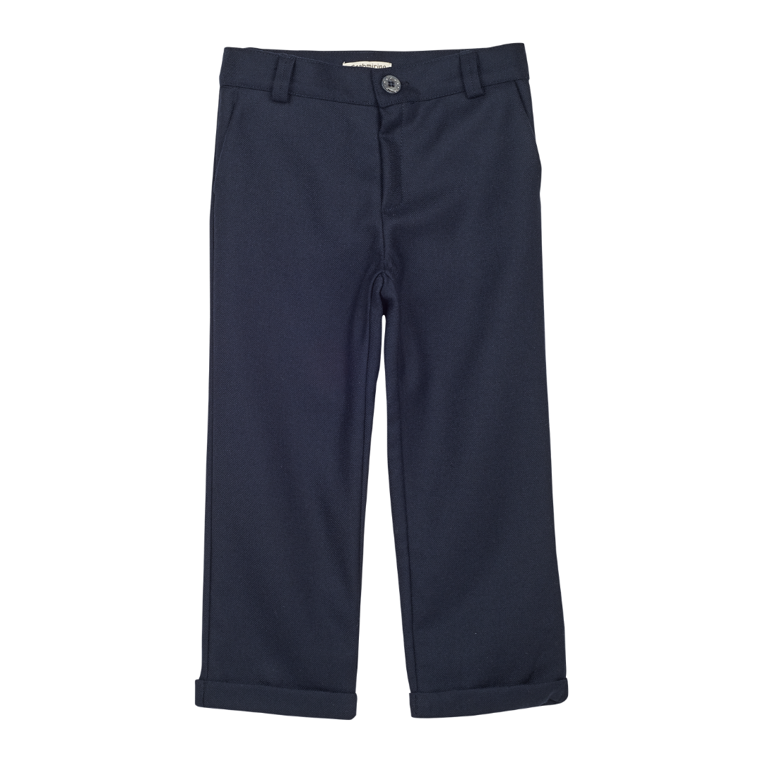 Boy - Ted 100% Wool Slim-Fit Trousers with Turn-Ups