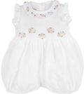 Baby Girl - Elsa Linen Hand Embroidered Smocked Romper