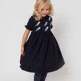 Girl - Aria Hand Embroidered 100% Wool Midi Dress with Feather Detail