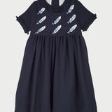 Girl - Aria Hand Embroidered 100% Wool Midi Dress with Feather Detail