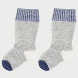 Baby Boy - Cashmere Socks with Vanished Borders and Contrast Heel & Toe