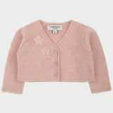 Baby Girl - 100% Pima Cotton V-Neck Shrug With Applique Flower Detail