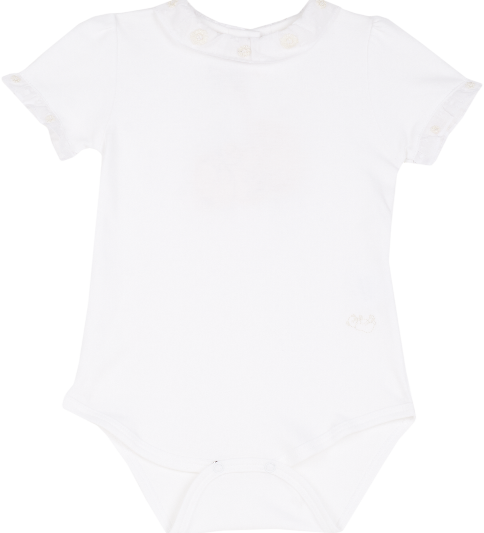 Baby Girl - Meggy Cotton Bodysuit with Ruffle Details and Hand Embroidery