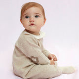 Baby Girl - Jerez Cashmere Romper with Contrasting Flower Collar