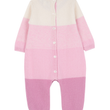 Baby Girl - Giuliana 100% Cashmere Romper – Striped with Contrast Trim