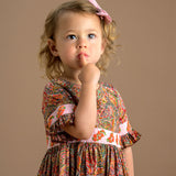 Girl - Lucille Feather Print Cotton Smocked Dress