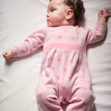 Baby Girl -  Mila 100% Cashmere Romper With Contrasting Intarsia Heart Detail