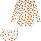Girl – Siena Long Sleeve Two-Piece Swimsuit With Heart Applique