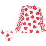 Girl – Siena Long Sleeve Two-Piece Swimsuit With Heart Applique