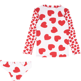 Girl – Siena Long Sleeve Two-Piece Swimsuit With Heart Applique