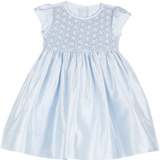 Girl - Anastasia Silk Smocked Hand Embroidered Knee Length Dress
