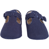 Cashmirino Baby boy crawling shoes in navy blue linen