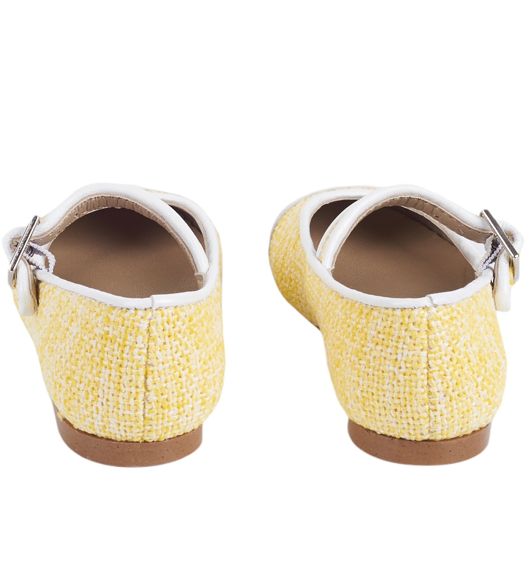 Girls’ yellow ballerina shoes with buckle strap and leather insole – Cashmirino