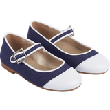 Girls’ linen ballerina shoes with buckled straps and leather insoles – Cashmirino
