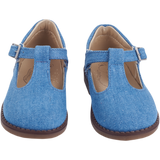Girls' Mary Jane shoes with denim-look textile and buckle strap.