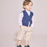 Baby Boy - Miller Bermuda Shorts in 100% Linen – Classic Pleats & Turn-Up Hem