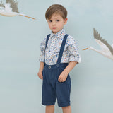 Boy - Oliver 100% Cotton Classic Collar Shirt with Sea Print