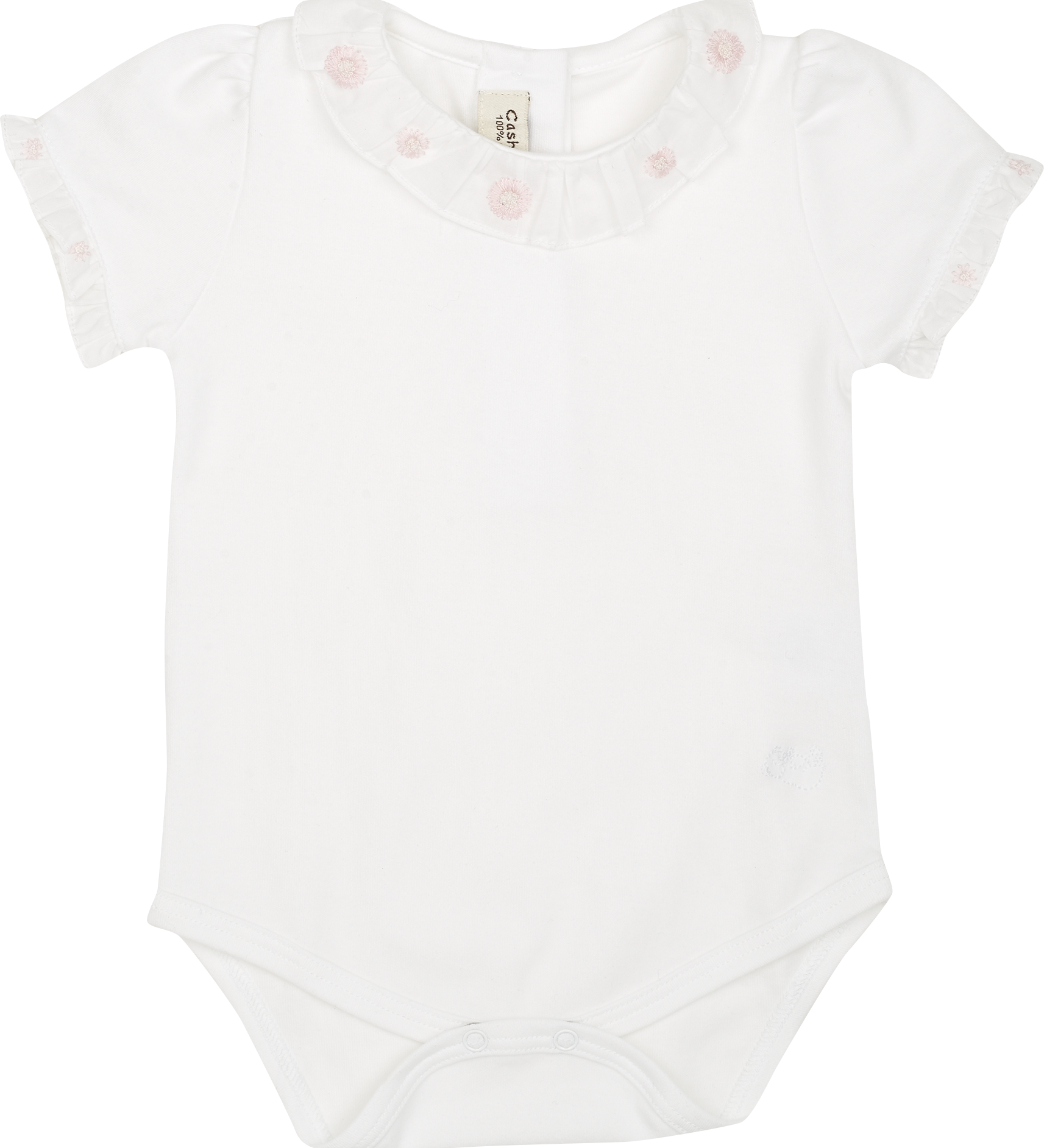 Baby Girl - Meggy Cotton Bodysuit with Ruffle Details and Hand Embroidery
