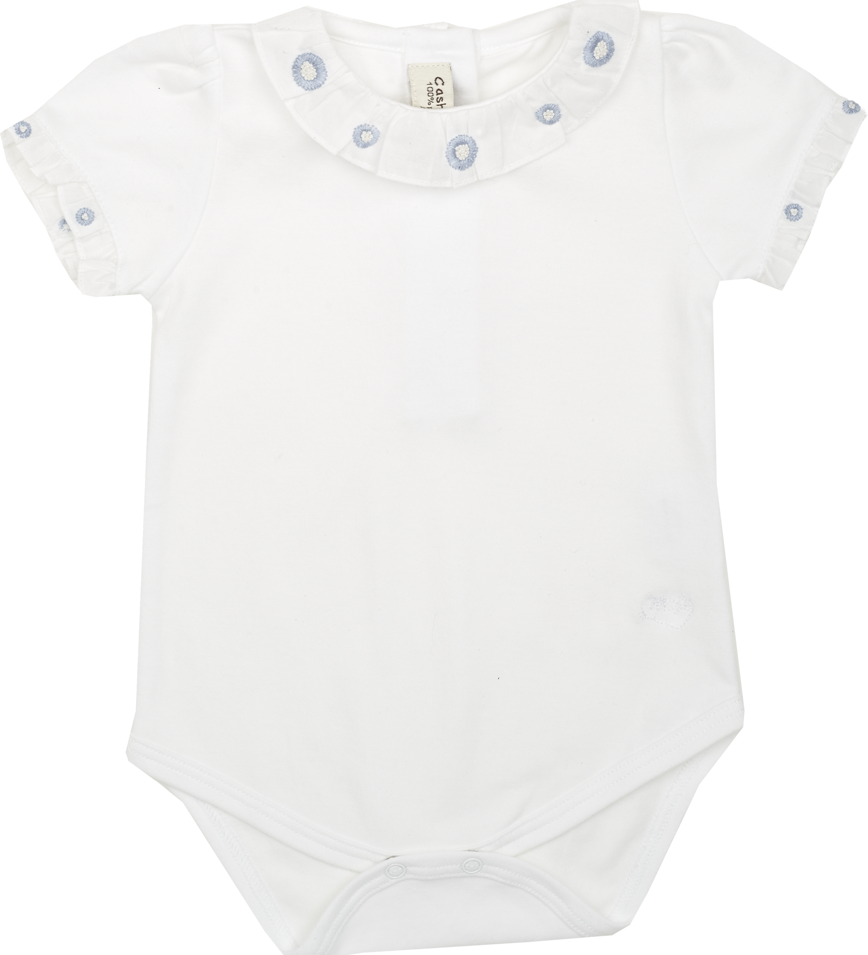 Baby Girl - Meggy Cotton Bodysuit with Ruffle Details and Hand Embroidery