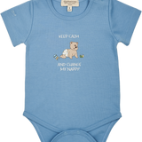 Baby Boy - Bodysuit in Middle Blue – 100% Pima Cotton, “Keep Calm and Change My Nappy” Print