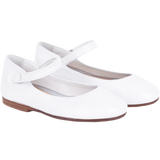 Girl - Leather Ballerina Shoes with Strap And Popper Button