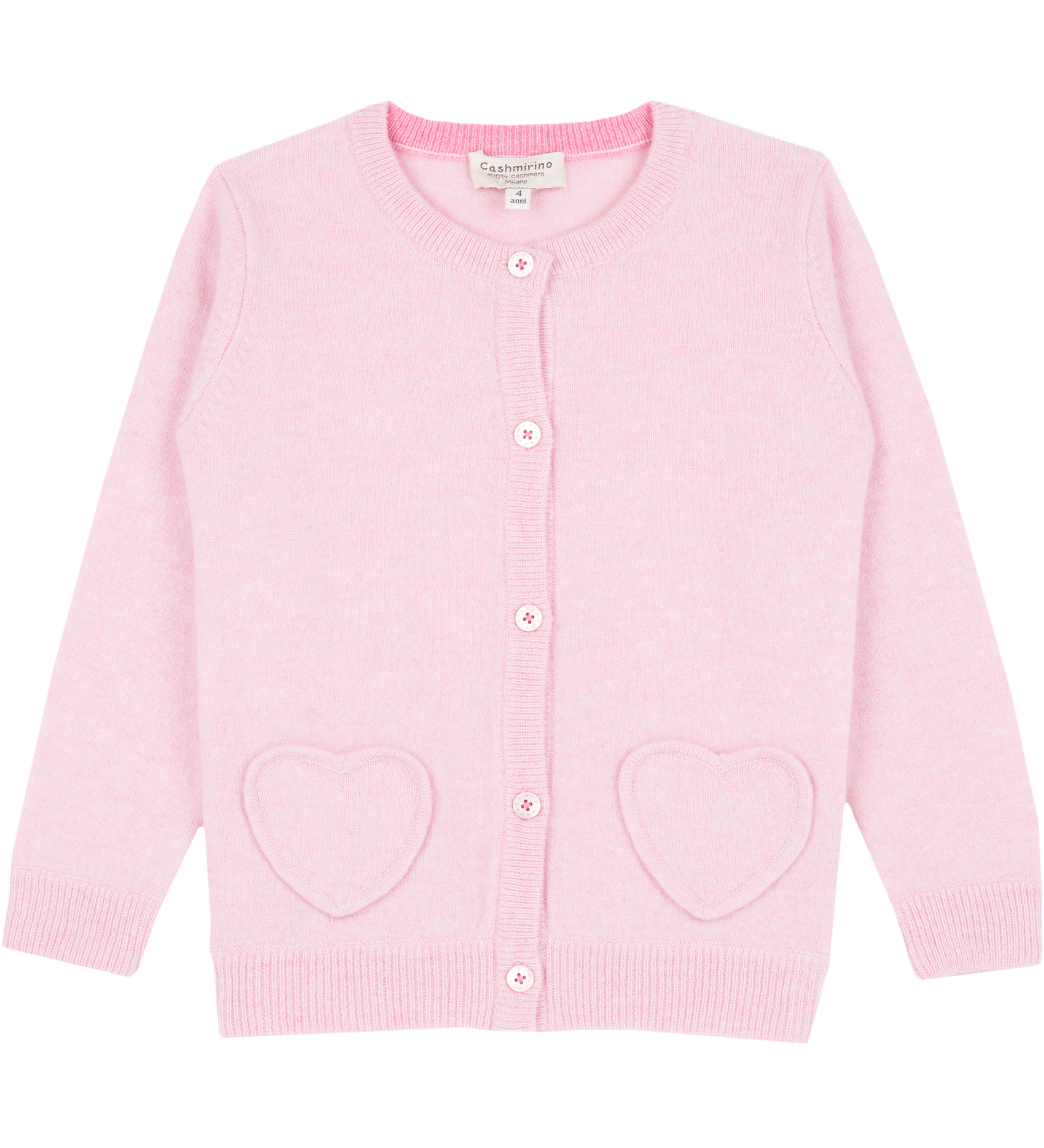 Girl - Sweetheart Cashmere cardigan with Heart Pockets
