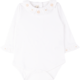 Baby Girl - Margherita Long-Sleeved Cotton Bodysuit with Ruffle Trim and Hand Embroidery