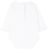 Baby Girl - Margherita Long-Sleeved Cotton Bodysuit with Ruffle Trim and Hand Embroidery