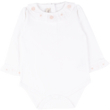 Baby Girl - Margherita Long-Sleeved Cotton Bodysuit with Ruffle Trim and Hand Embroidery
