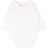 Baby Girl - Margherita Long-Sleeved Cotton Bodysuit with Ruffle Trim and Hand Embroidery