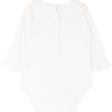 Baby Girl - Margherita Long-Sleeved Cotton Bodysuit with Ruffle Trim and Hand Embroidery