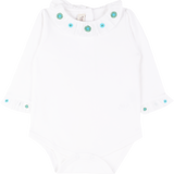 Baby Girl - Margherita Long-Sleeved Cotton Bodysuit with Ruffle Trim and Hand Embroidery