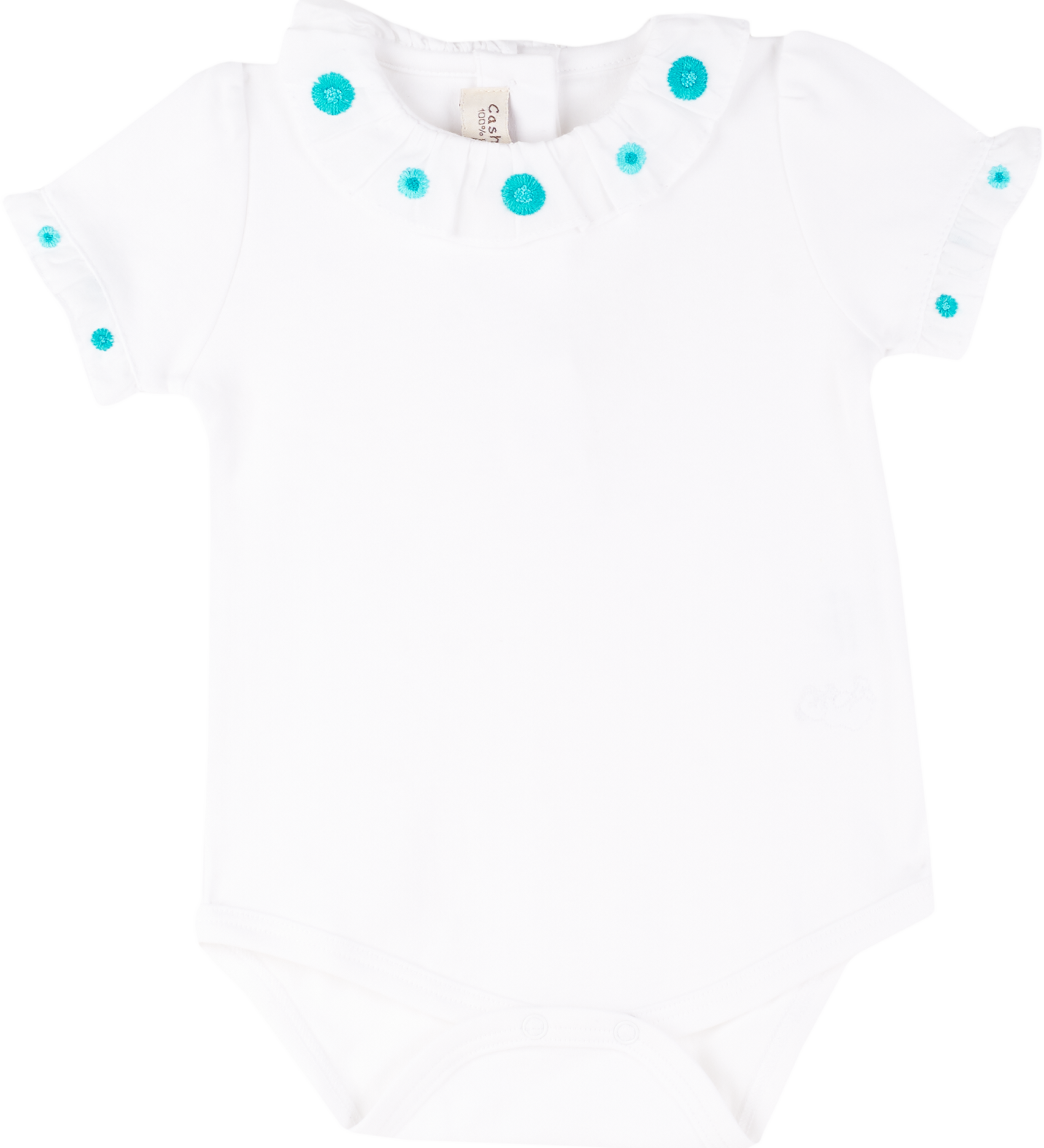 Baby Girl - Meggy Cotton Bodysuit with Ruffle Details and Hand Embroidery