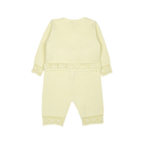 Baby Girl - Sandra 100% Cotton Round Neck Cardigan and Pull On Pants with Crochet Details Set