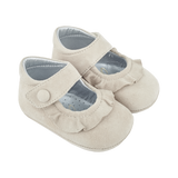 Demi Baby Girl – 100% Suede Crawling Shoes with Frill Detail & Velcro Strap