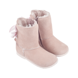 Girl - Nala Suede Boots with Faux Fur Lining and Ribbon Detail