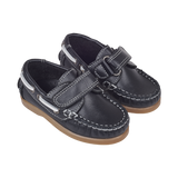 Baby Boy – Monty Leather Boat Shoes with Contrast Detail & Velcro Strap