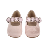 Baby Girl Miley – Suede Mary Janes with Floral Strap Detail