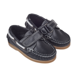 Monty Boy – Leather Boat Shoes with Contrast Detail & Velcro Strap