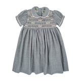 Girl - Marta Regal Hand Embroidered 100% Wool Smocked Dress