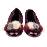 Mabel Girl – Suede Ballerinas with Multi-Coloured Pom-Poms